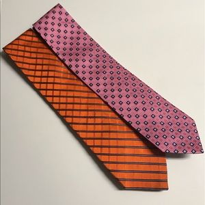 Tommy Hilfiger 2 silk ties orange pink blue
